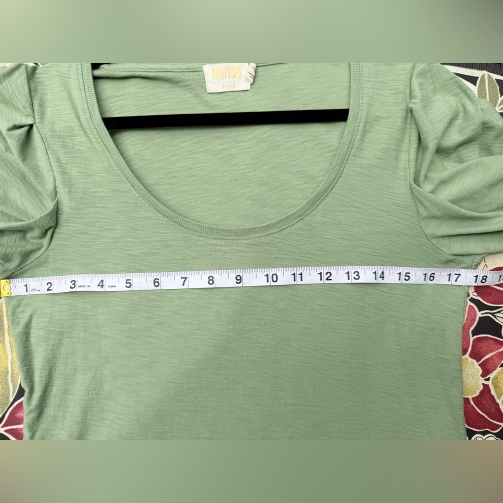 National LTD Nigella Pima Slub Cotton Pintuck Blouse Top Tee Clover Medium - Picture 6 of 6